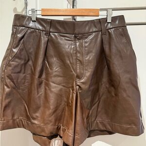 Brown Leather Women's Shorts